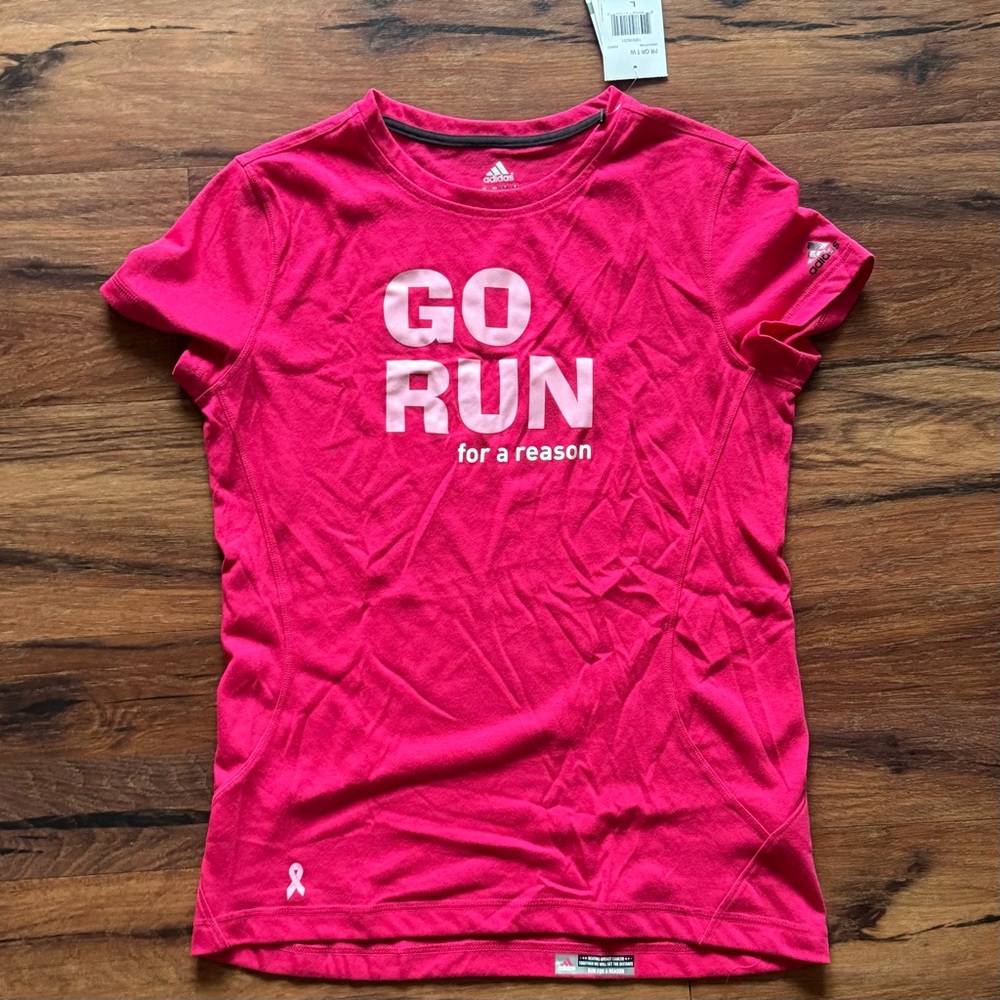 Adidas Pink ‘Go Run for a Reason’ w’s large Motivational Tee